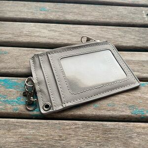 Grey Wallet - With Zippered Section- Wallet- NEW- engraved star
